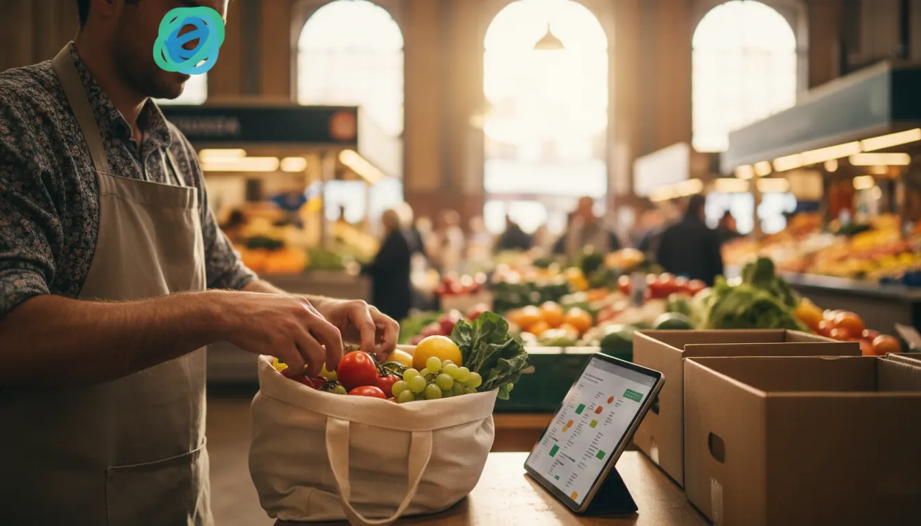 Paradista del Mercat de Sant Gervasi preparant una comanda online