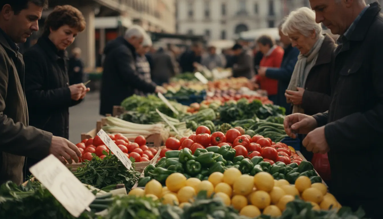 Parades amb productes frescos al Mercado Sant Gervasi Barcelona