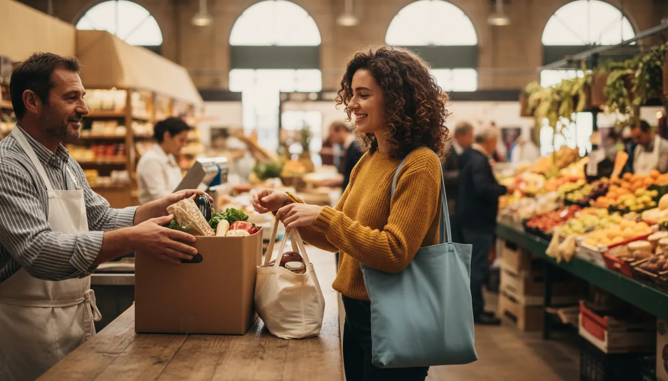 Client recollint una comanda online al Mercat de Sant Gervasi